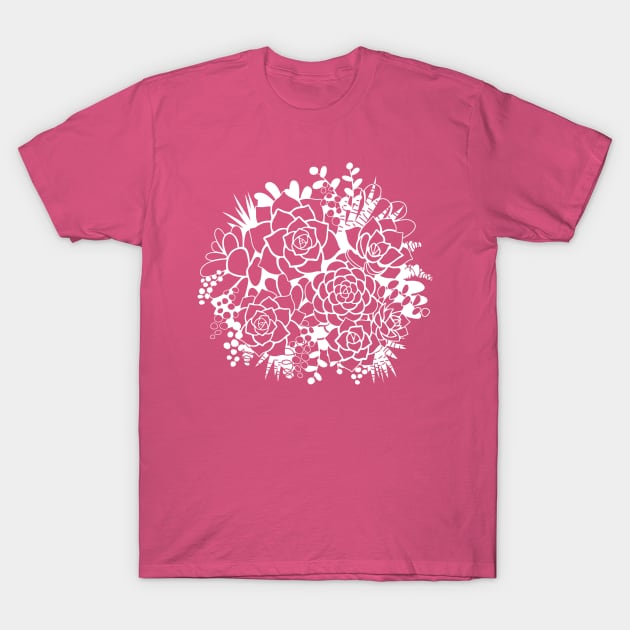 Bunch of Succulents - White T-Shirt by Abbilaura